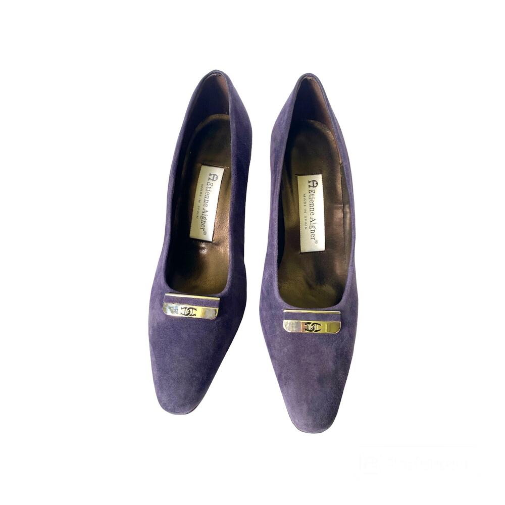 Etienne Aigner "Pretty" Eggplant Suede Pumps Made in Spain Women's Size 7M